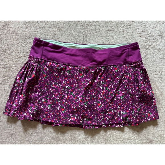 Lululemon Womens Time To Shine‎ Paradise Purple Print Pace Rival Skirt  Size 10 - Picture 1 of 7